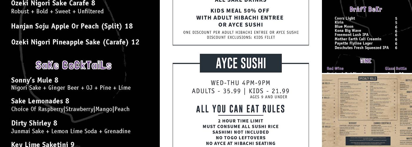 Kyoto Sushi & Japanese Steakhouse Menu