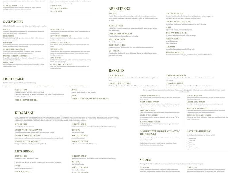 Hyde Park Pub & Grill Menu