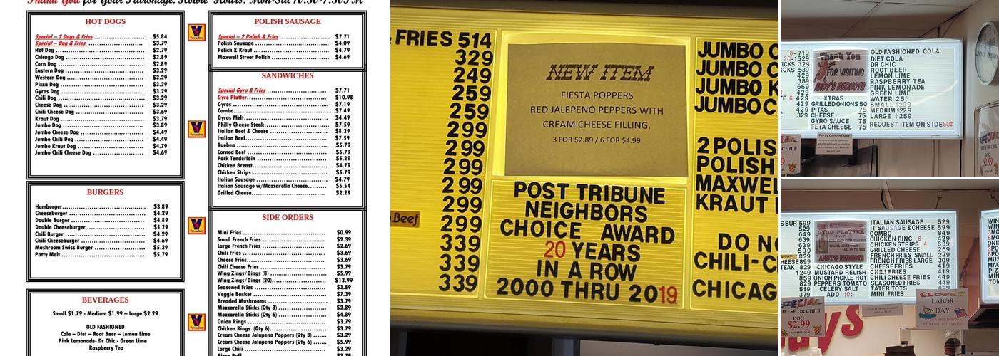 Andy's Red Hots Menu