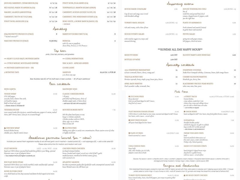 JaK*s Place Neighborhood Grill Menu