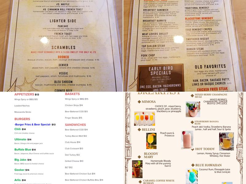 TNTs dynamite Bar and grill Menu