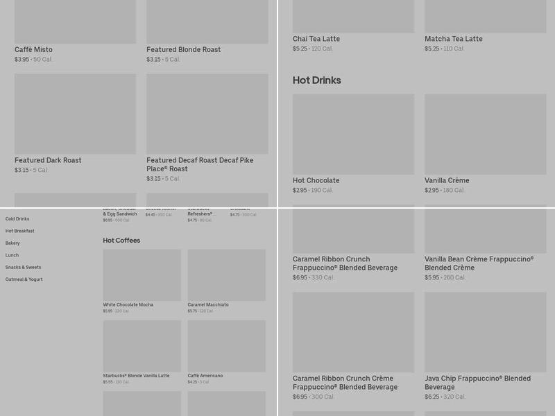 Starbucks Menu