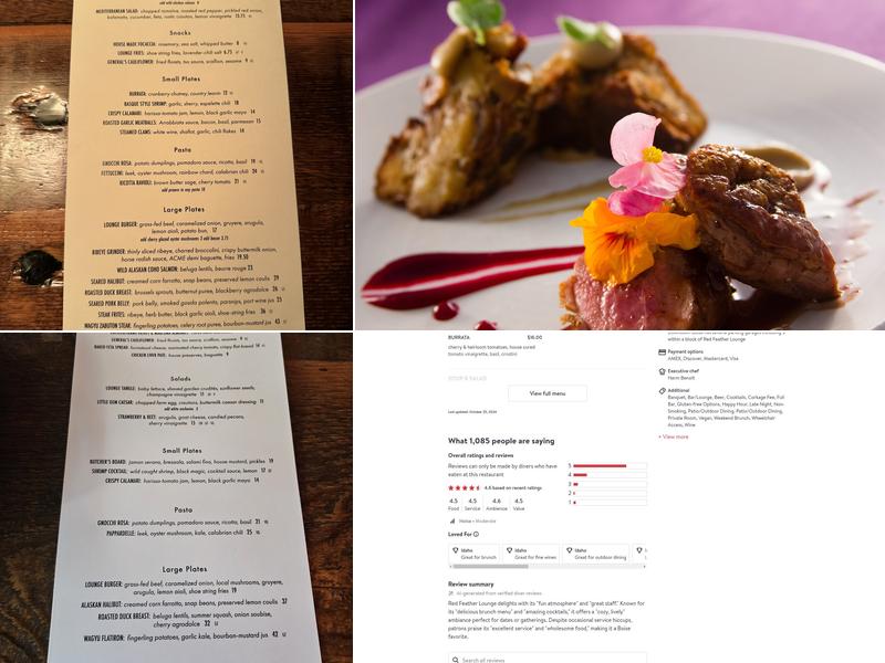 Red Feather Lounge Menu