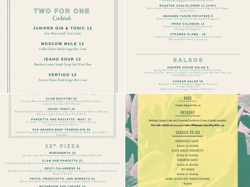 Juniper Menu