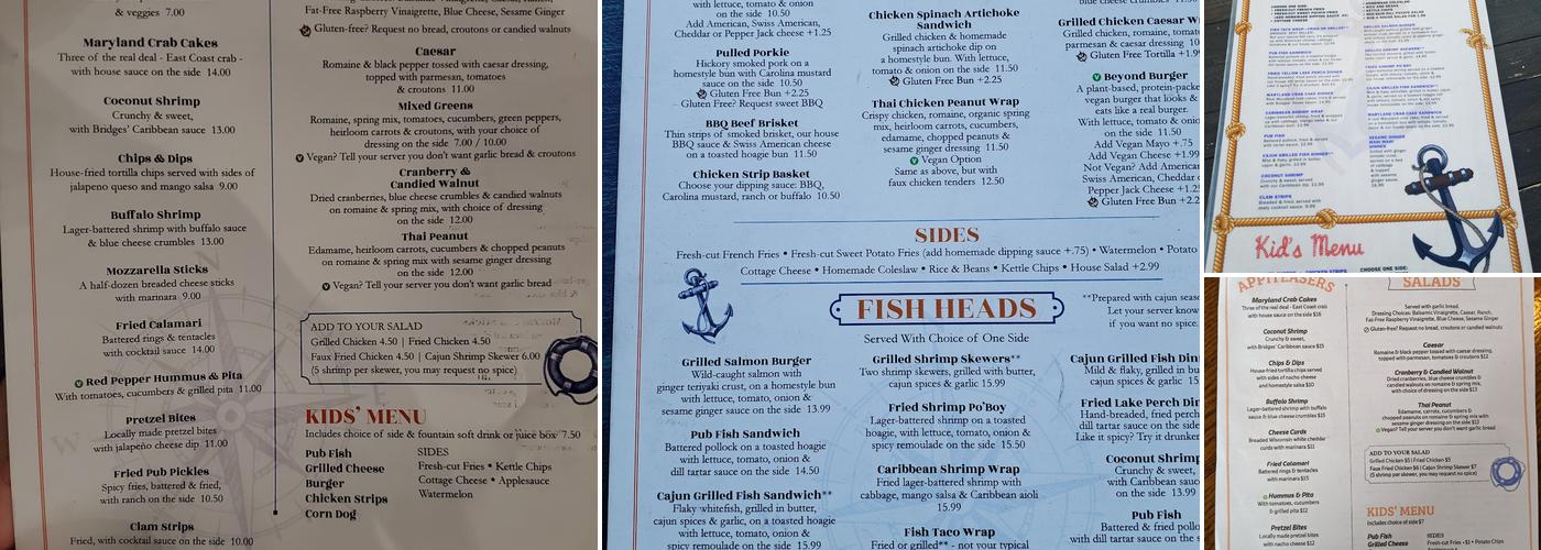 Bridges Waterside Grille Menu