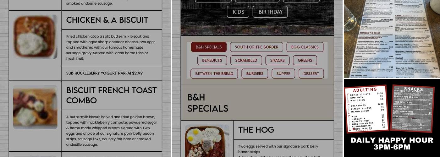 Biscuit & Hogs Menu