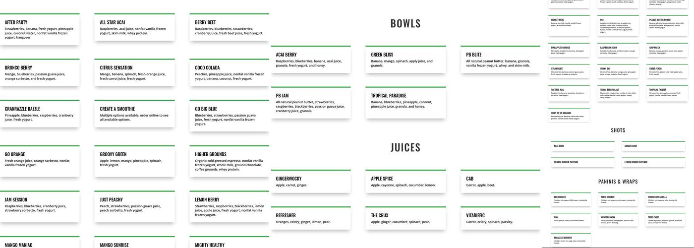 Tree City Juice and Smoothie Cafe Menu
