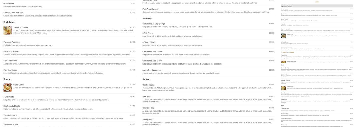 Fiesta Guadalajara Menu