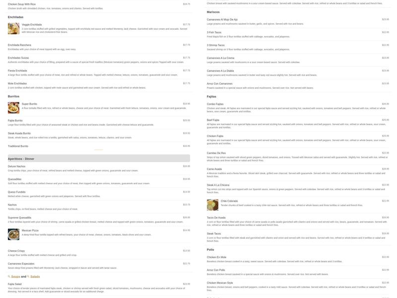 Fiesta Guadalajara Menu