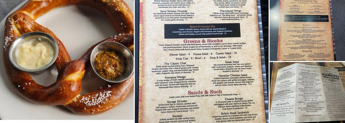 Kahootz Steak & Alehouse Menu