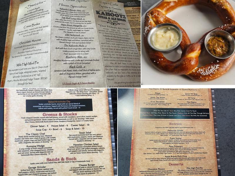 Kahootz Steak & Alehouse Menu