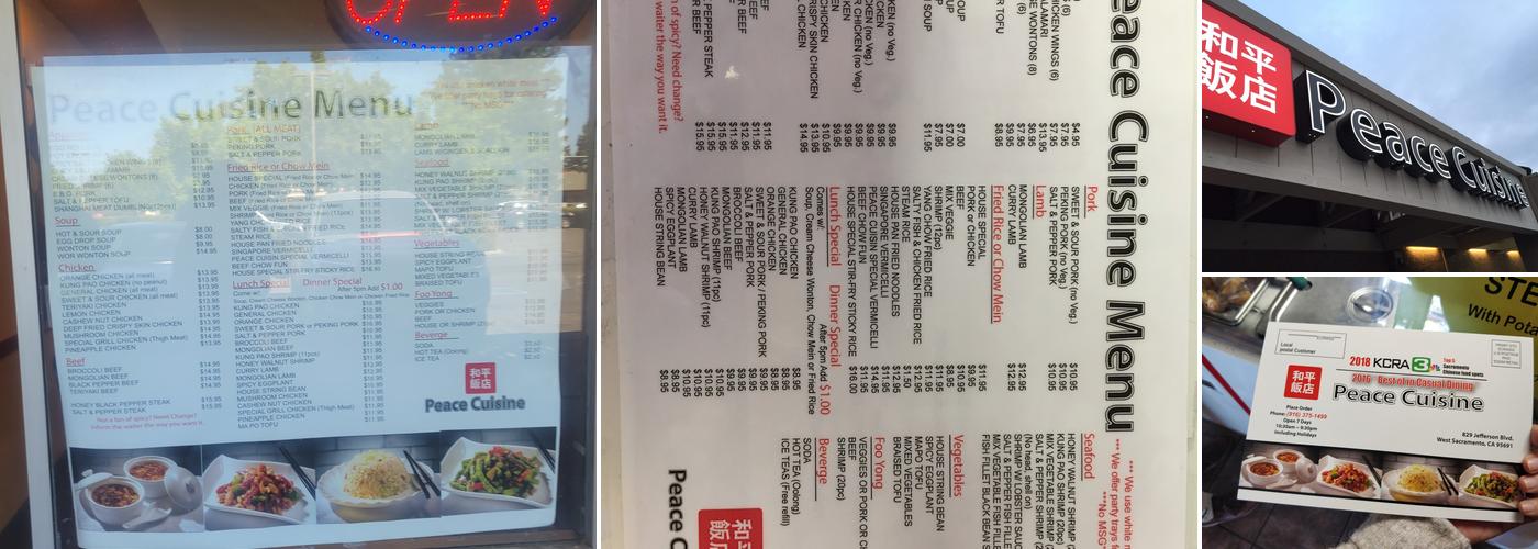 Peace Cuisine Menu