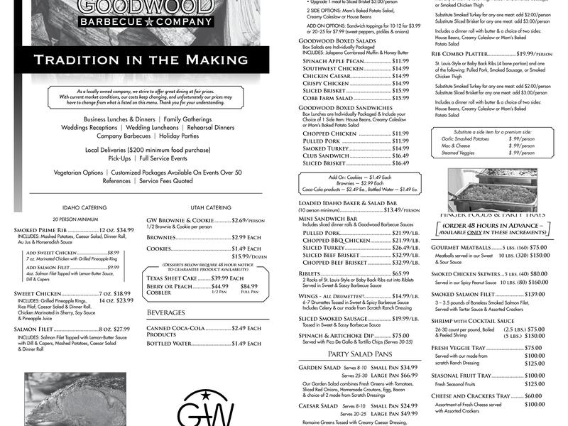 Goodwood Barbecue Company Menu