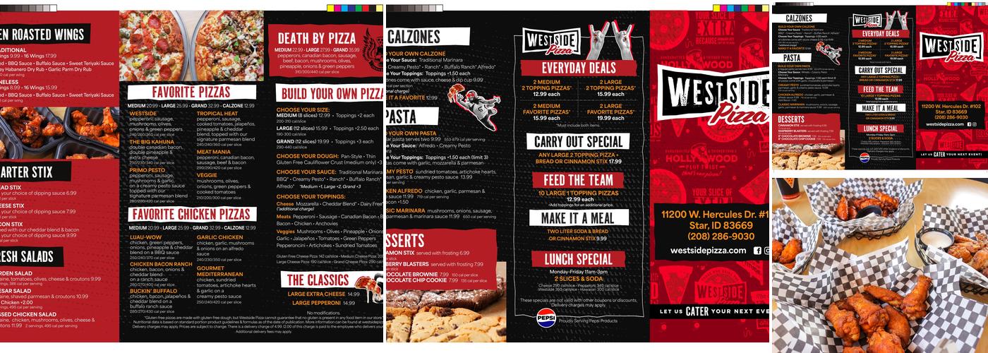 Westside Pizza Menu