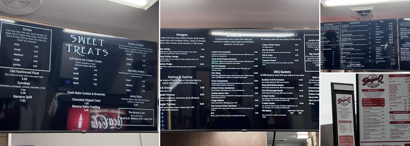 208 Burger Q Menu