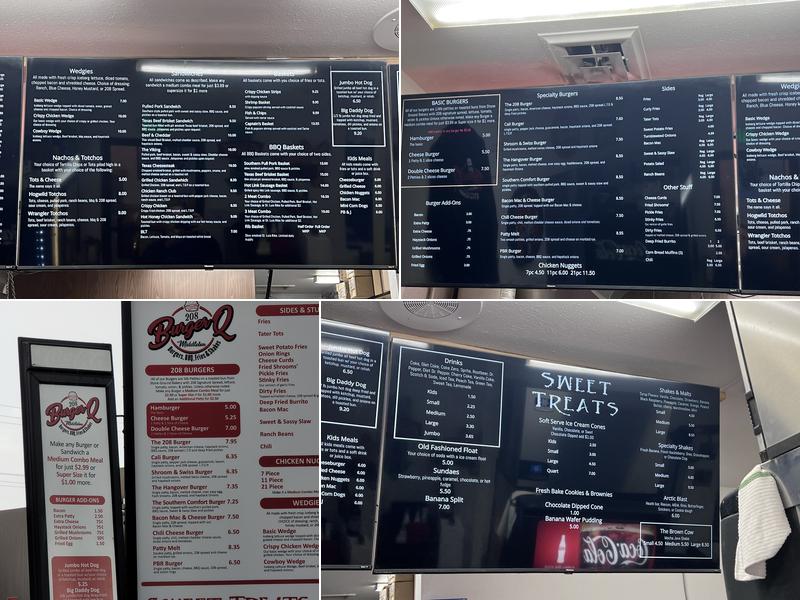 208 Burger Q Menu