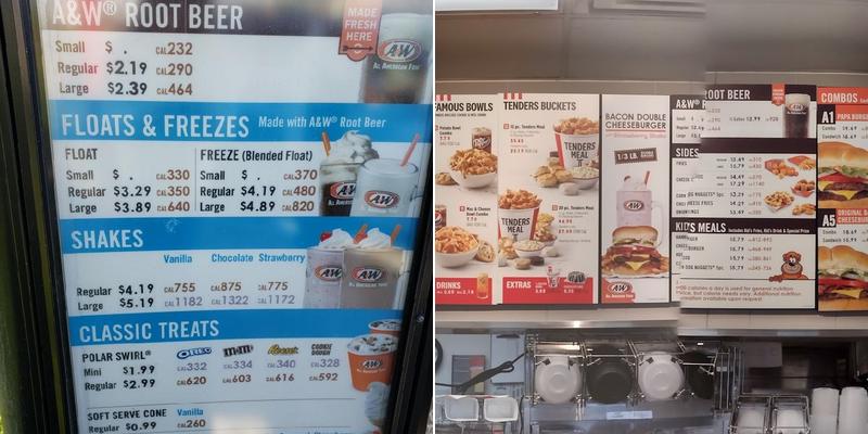 A&W Restaurant Menu