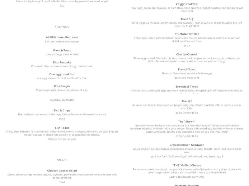 The Tower Grill Menu