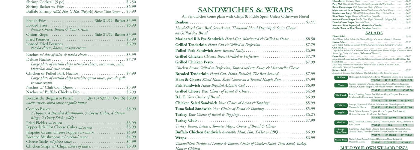 The Willard Menu
