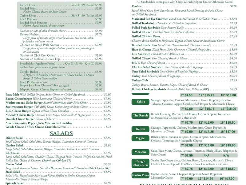 The Willard Menu
