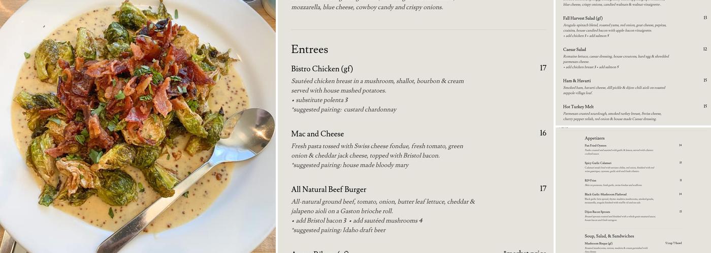 Brick 29 Bistro Menu