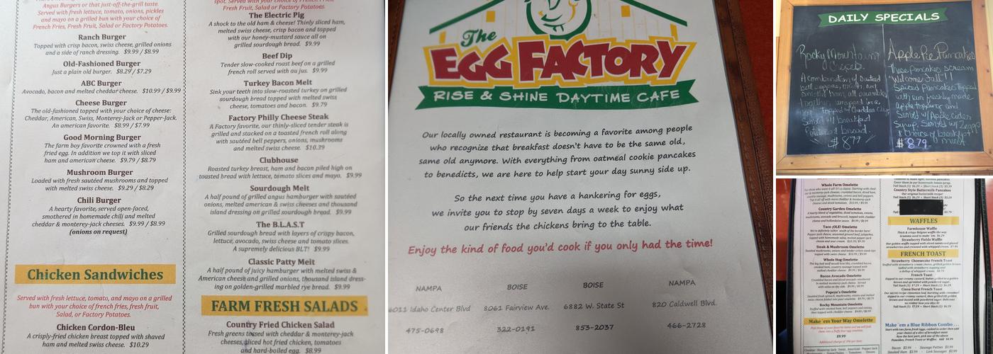 The Egg Factory Menu