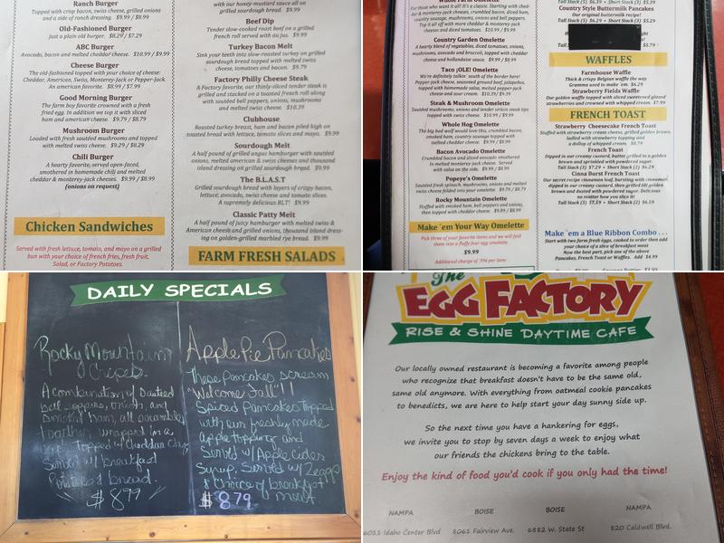 The Egg Factory Menu