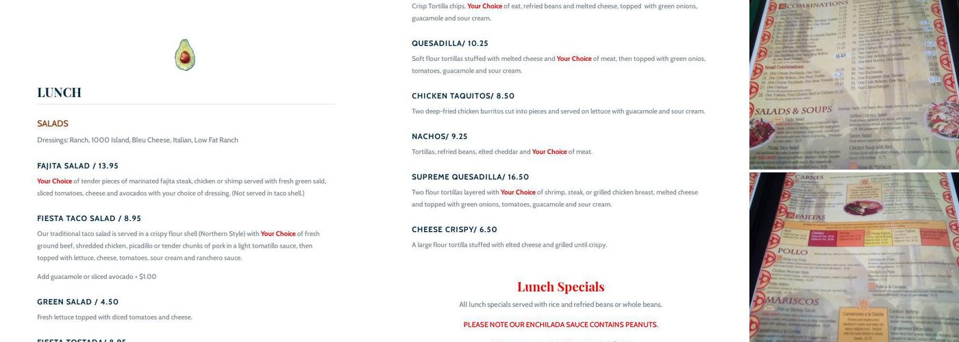 Fiesta Guadalajara Menu