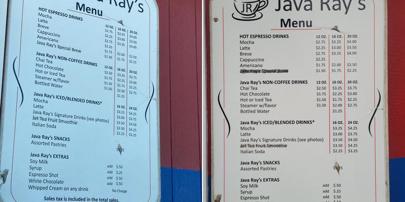 Java Ray's Menu