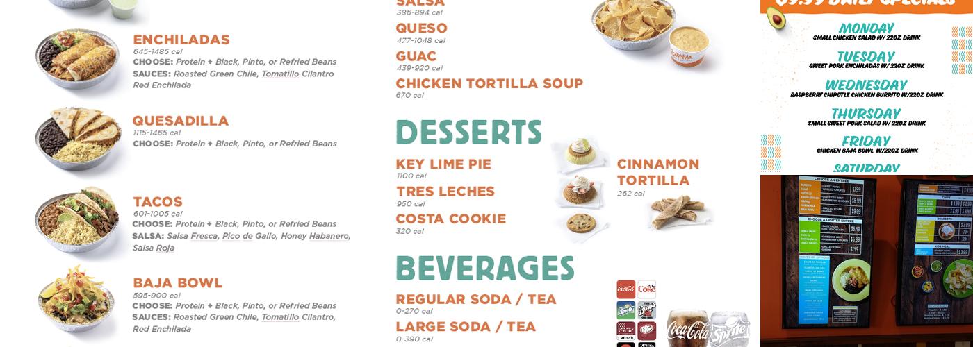 Costa Vida Menu