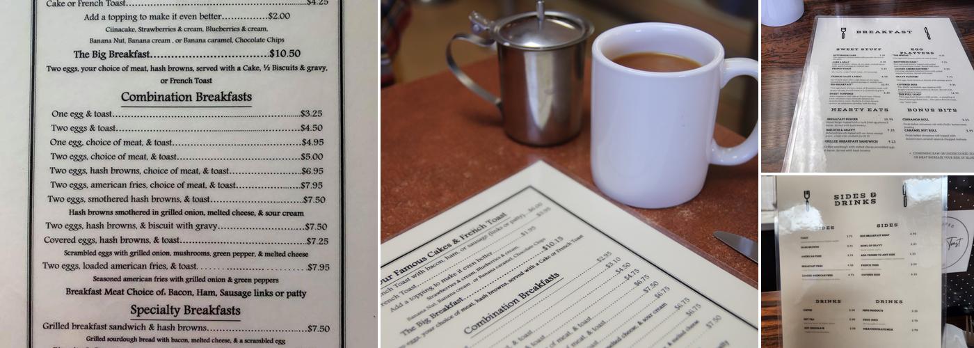 B & B Cafe Menu