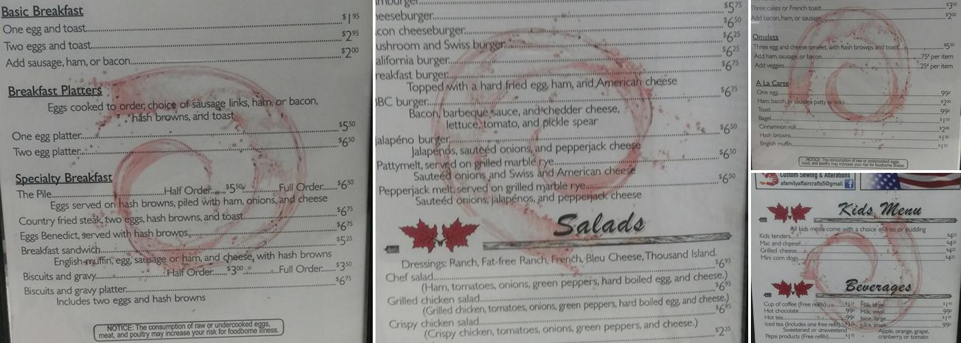 Redleaf Cafe Menu