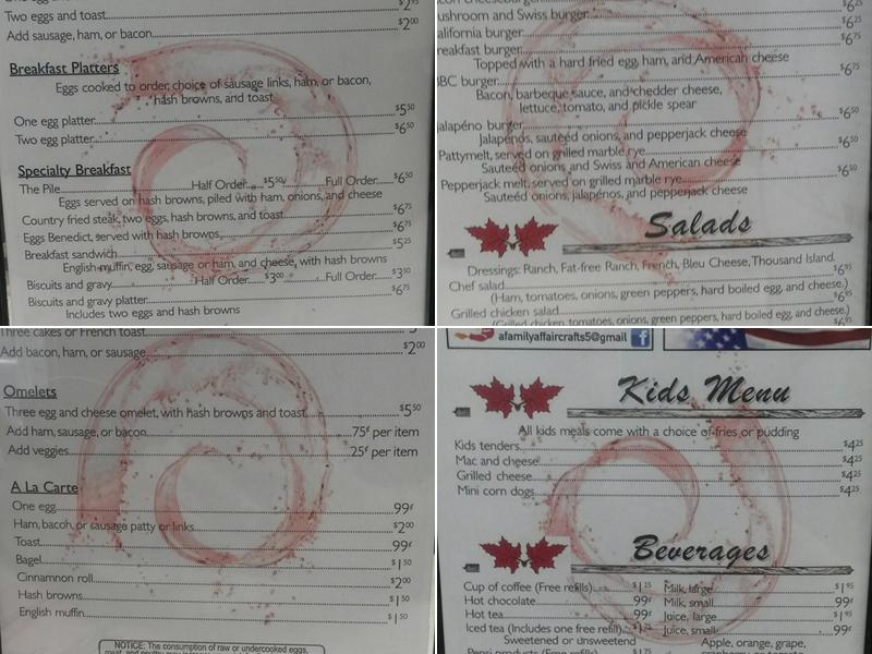 Redleaf Cafe Menu