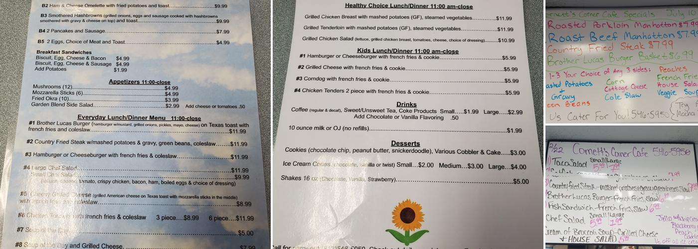 AH-HA Corner Cafe Menu