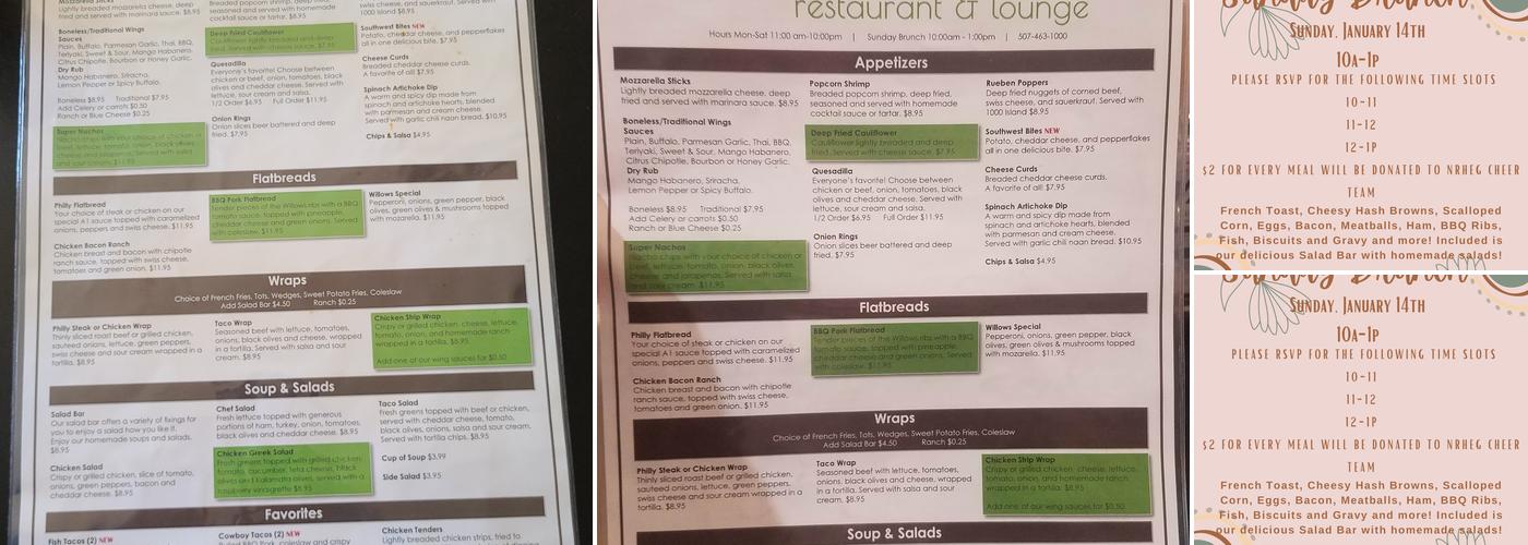 Willows Menu