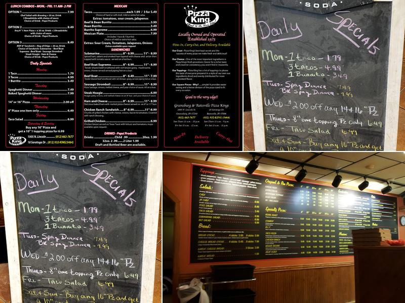 Pizza King Menu