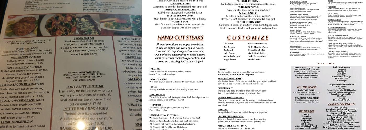 Old Mill Restaurant Menu