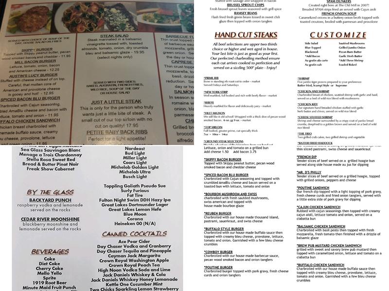 Old Mill Restaurant Menu