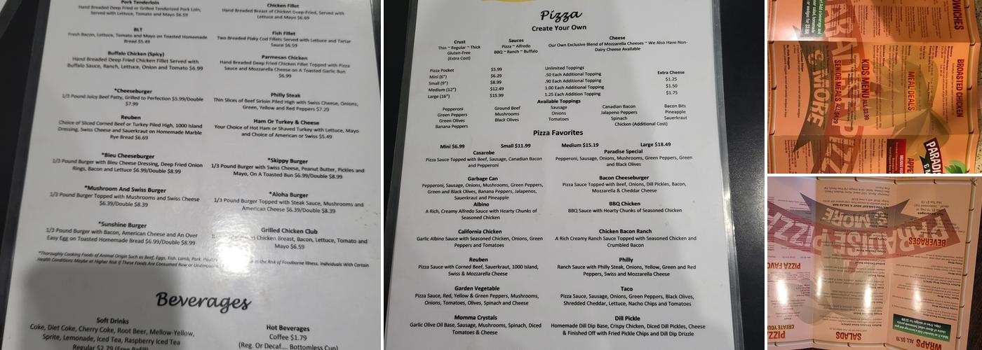 Paradise Pizza & More Menu