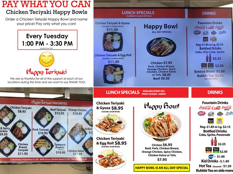 Happy Teriyaki -Nampa(Caldwell BL by Lowes) Menu