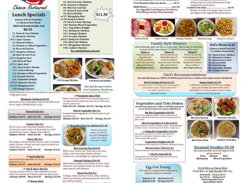 Golden Ocean Chinese Restaurant Menu