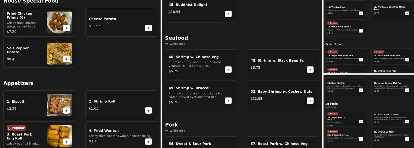 Buffet China Menu