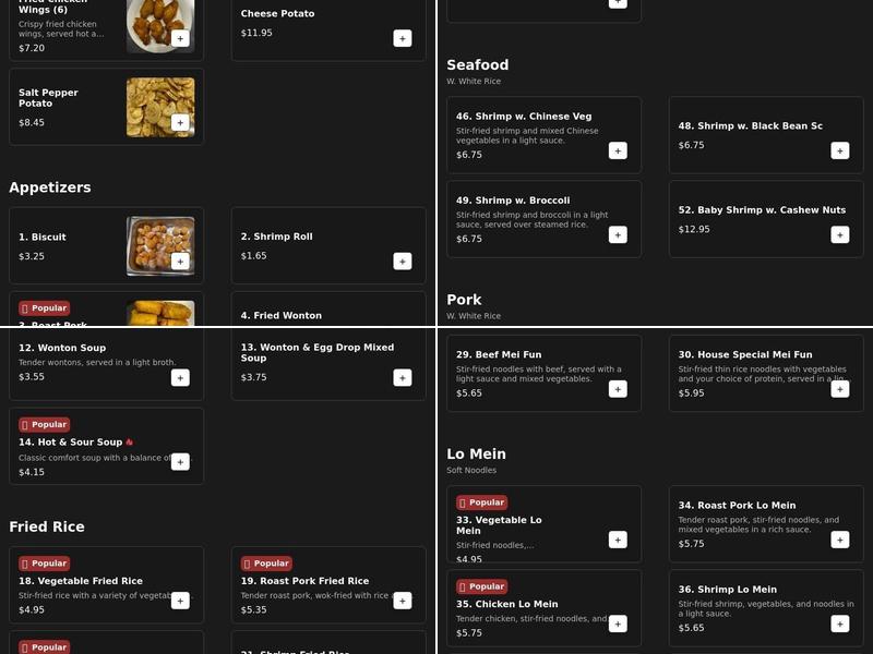 Buffet China Menu