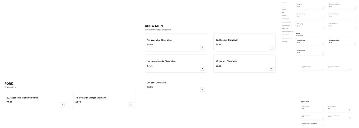 China Buffet Menu