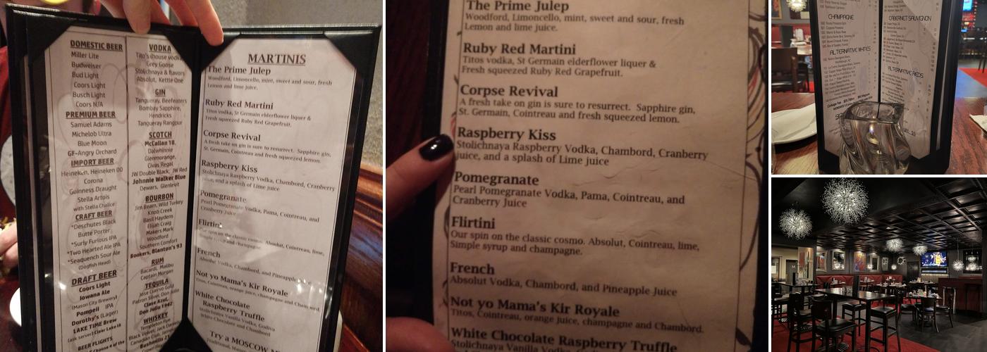 Prime N Wine Menu