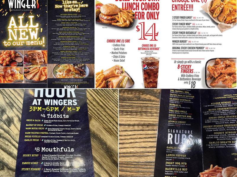 WINGERS Restaurant Menu