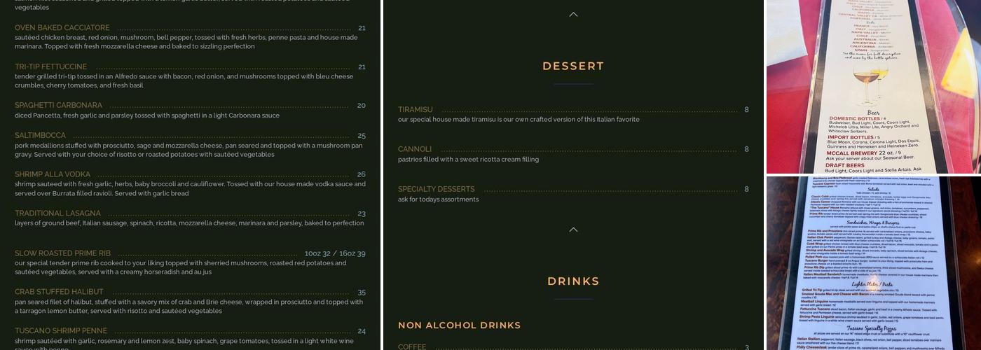 Cafe Tuscano Menu
