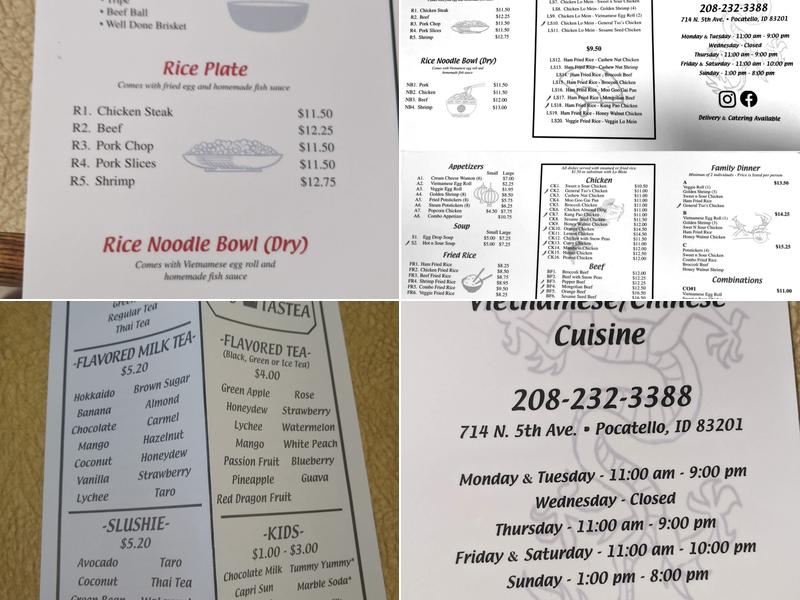 Pho King TasTea Menu