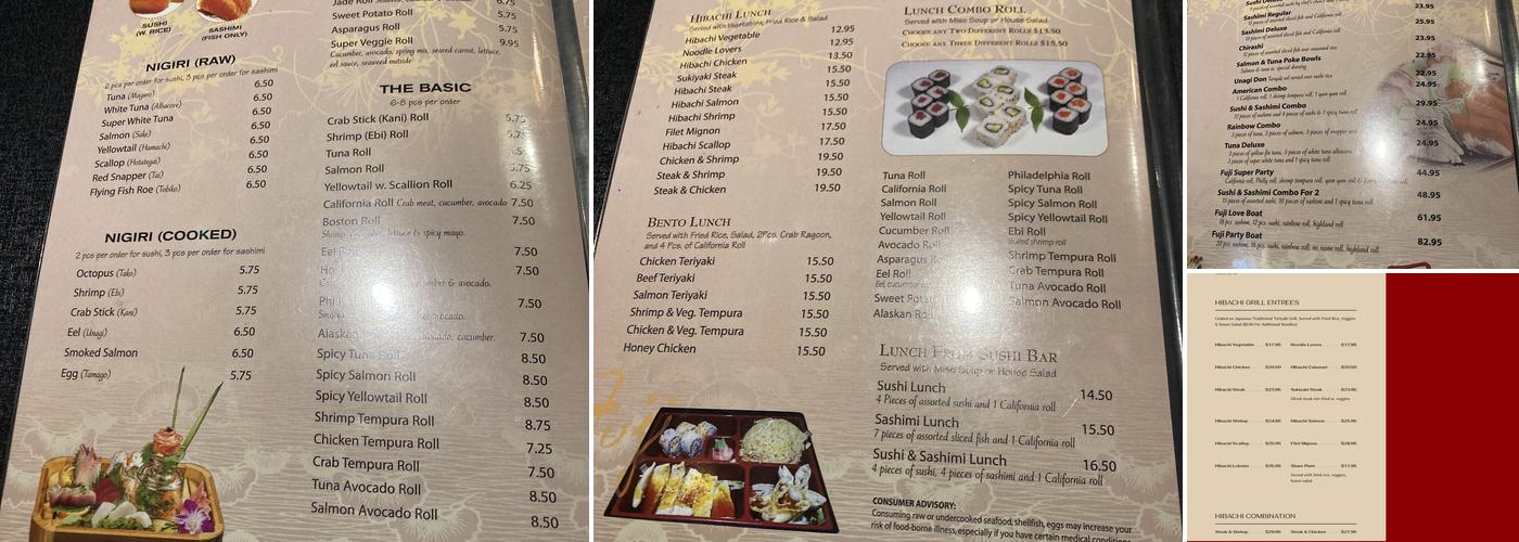 Fuji Japanese Steakhouse Menu