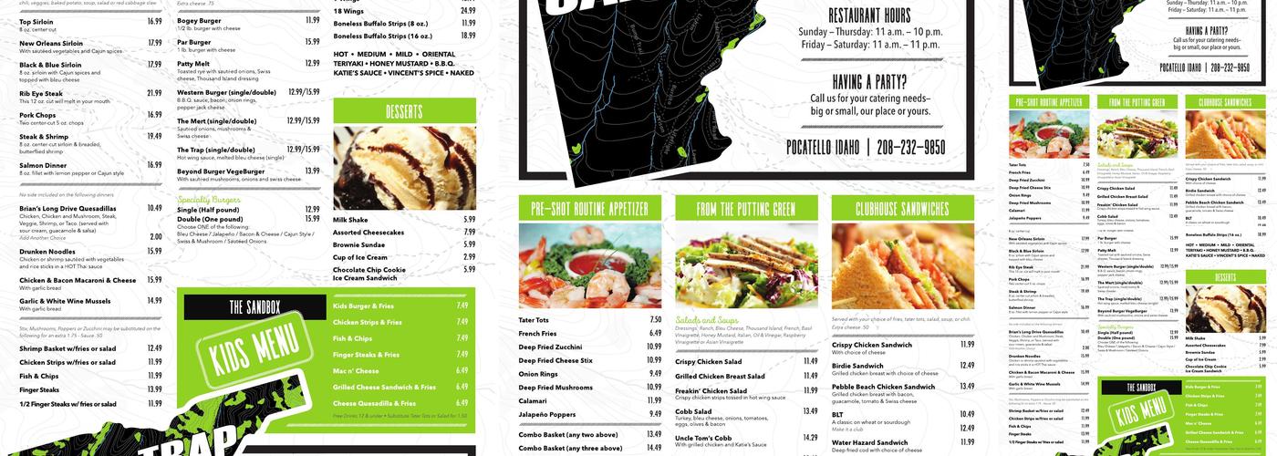 The Sand Trap Menu